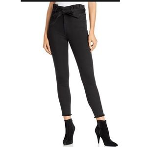 Alice + Olivia Good Night Fever belted paper bag waist black jeans 27